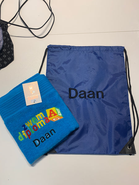 Zwemdiploma setje handdoek met tas